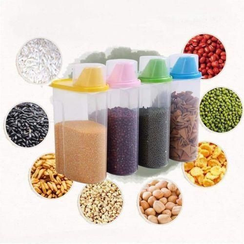 4 Piece 2.5 L,Food Plastic Storage Grains Cereal Containers, Multi-Colours.