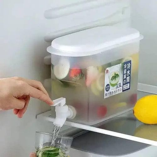 3.5 Litre Plastic Water Milk Tea Fridge Beverage Container-White