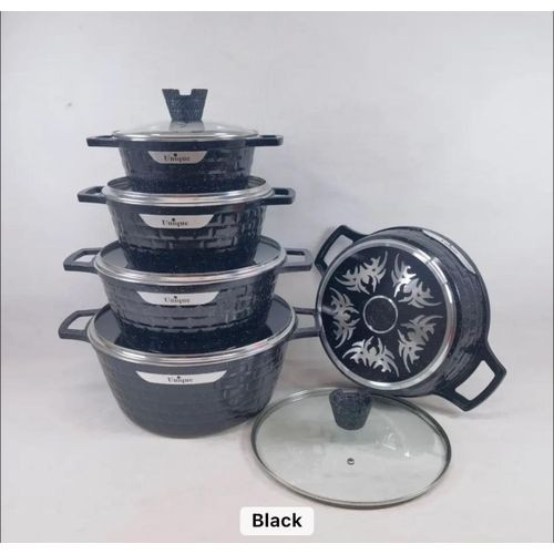 10Pc Granite Non Stick Cookware Set Cooking Pot Set Non-Stick Cookware Granite -MultiColor ,Black