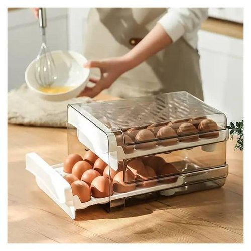 Clear Two Tier Egg Tray Holder-White&Orange