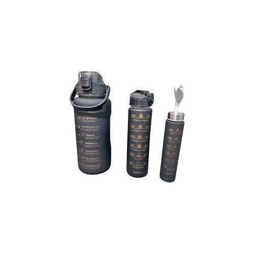 3in1 Water Bottle With Motivational Time Marker,Leak Proof,Non-Toxic Water Bottle For Fitness Sports Water Bottle With Time Marker, Sipper Bottle, Water Jug Gallon, Gym- Multicolor(Pack Of 3)