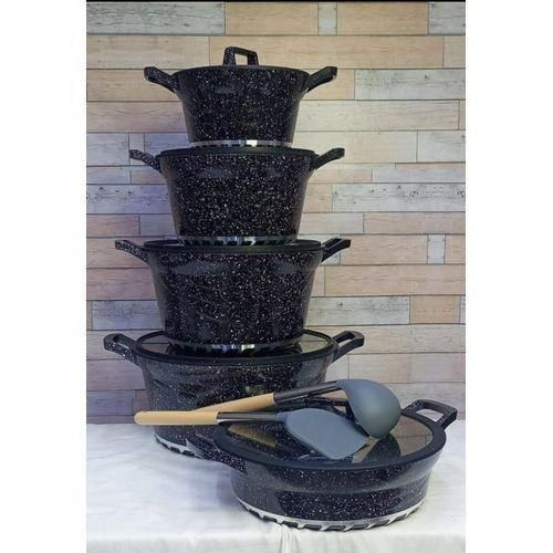 10 Pieces Heavy Non-Stick Cooking Pot Sufuria Setong Lasting Superior Non-stick Performance. Black