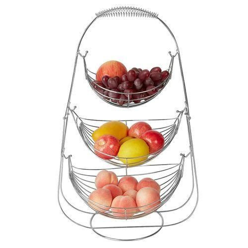 Stainless Steel 3 Tier Fruit Basket - Silver