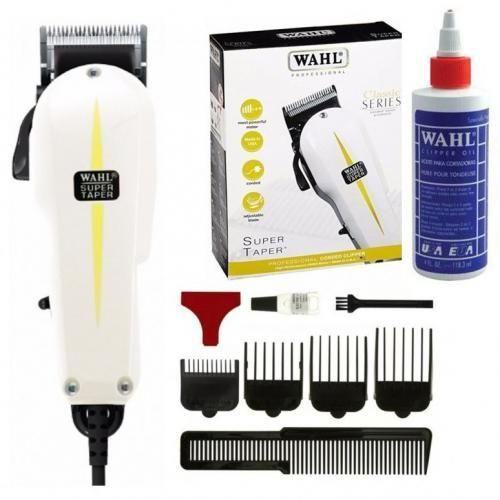 Wahl Super Taper Clipper Electric Shaver And Oil - Black,White