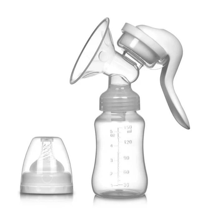 Manual Breast Pump Suction Cup Milk Extractor Feeding Bottle Pump- White