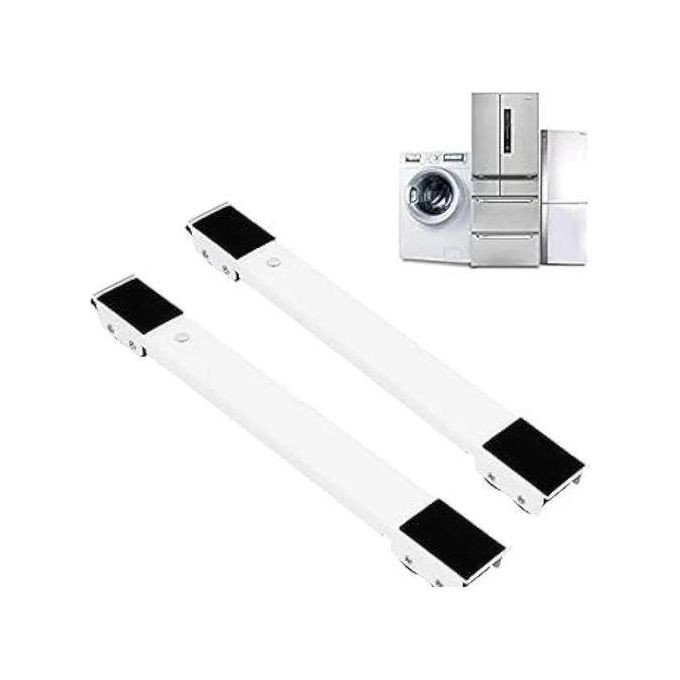 Fridge Stand, Washing Machine Cart With Wheels, Adjustable Fridge Multifunction Floor Trolley Mobile Holder Ref Refrigerator Stand Telescopic Moving Cart - Silver