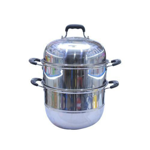 30cm Three Layer Stainless Steel Food Steamer- Silver