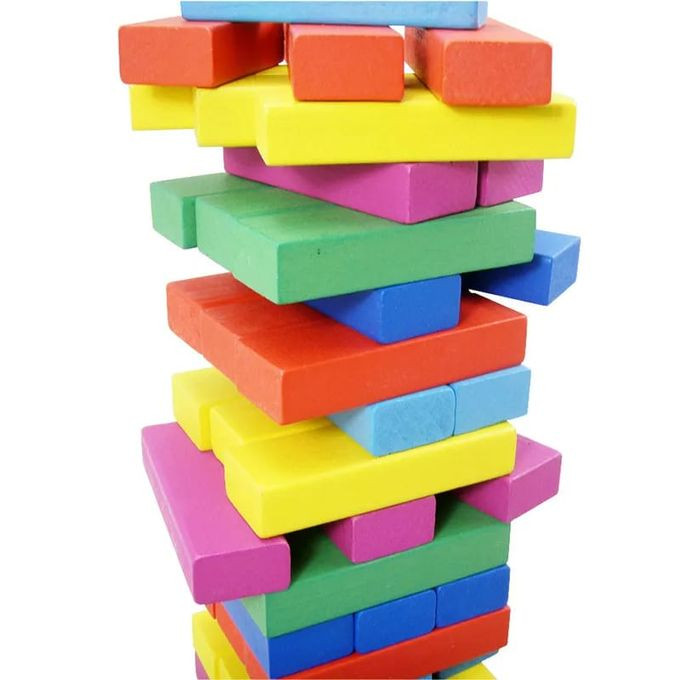 Wooden Domino Blocks Game Play Multicolored