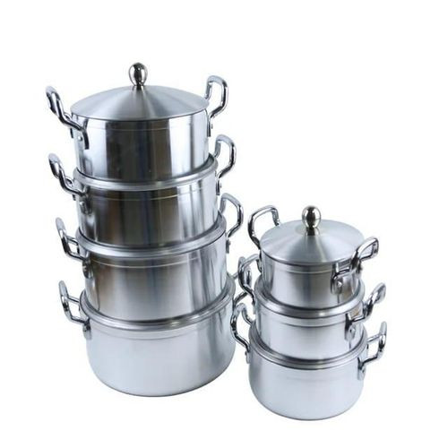 7 Pcs Aluminum Alloy Saucepan Set With Covers-Silver