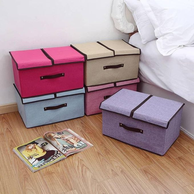 Collapsible Fabric Storage Boxes Decorative Organizing Baskets 10" x 8" x 7" (Grey/Multicolor)