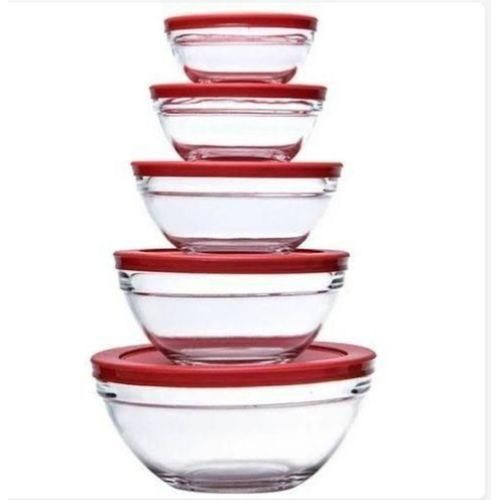 Yiwu Set Of 5pc Glass Bowls - Red