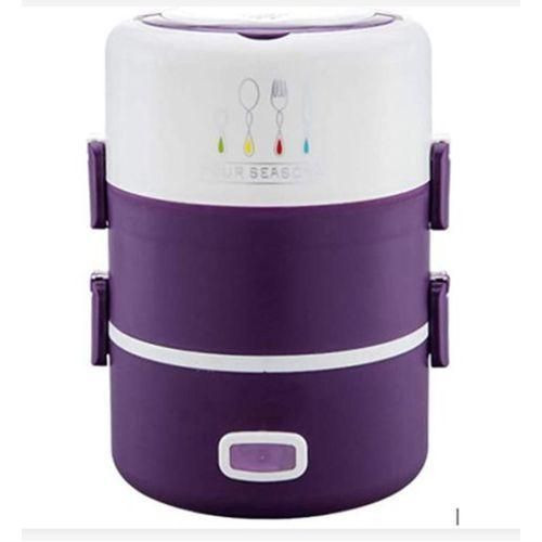 3 Layer 2 Litres Portable Food Electric Lunch Box Storage Flask -Purple