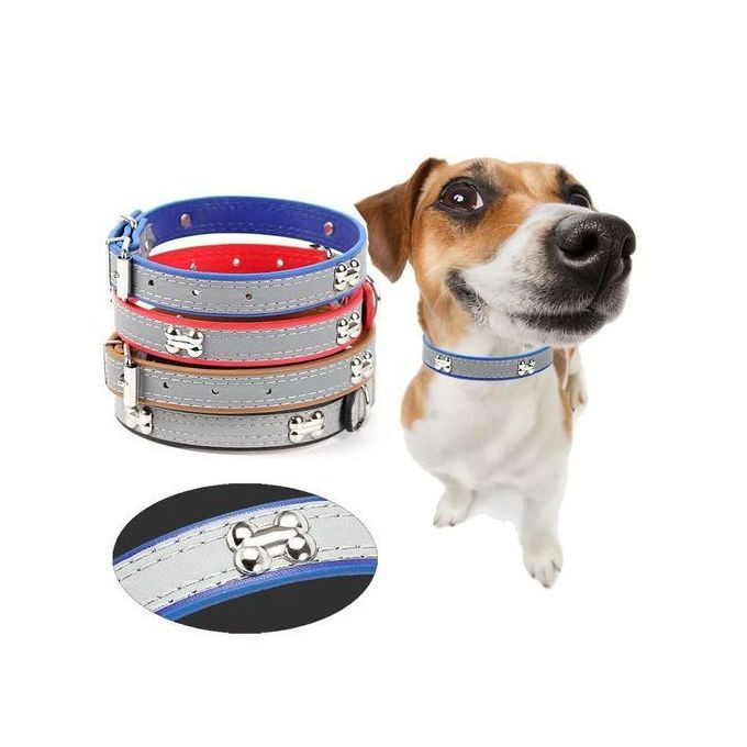 Adjustable Leather Cover Dog Pet Collar Gray 64Cm Long Red Blue Brown