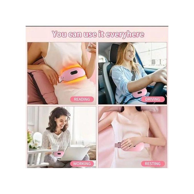 Portable Heating Pad for Period Cramps, Cordless Back Belly Heat Pad for Menstrual Cramp Relief, Rechargeable Electric Heat Belt Gifts for Her Women Girl Wife - Pink