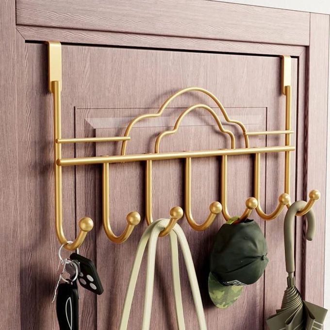 Over the Door 6 Hook Home Bathroom Organizer Rack Clothes