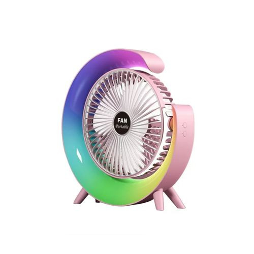 Desktop Fan With Colorful Nightlight