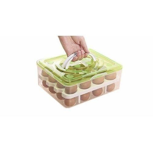 32-Grid Eggs Tray Storage Container - Green, Blue, Pink