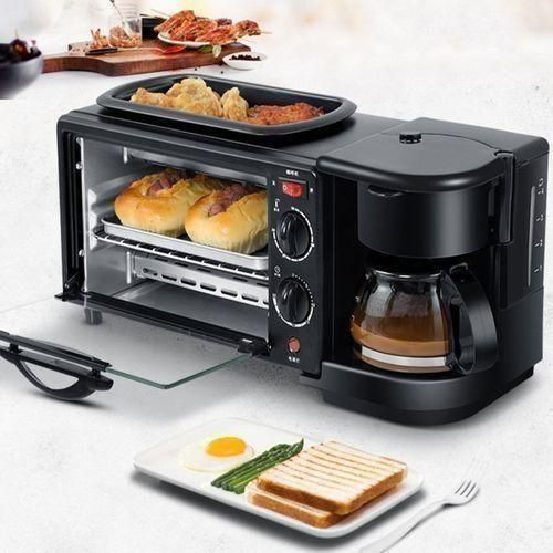 Hoffmans 3 In 1 Breakfast Maker Oven, Coffee And Pan - Black