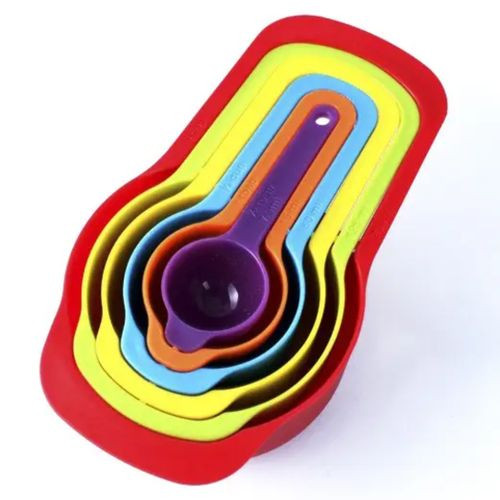 6pcs Rainbow Plastic Measuring Cups - Multicolor