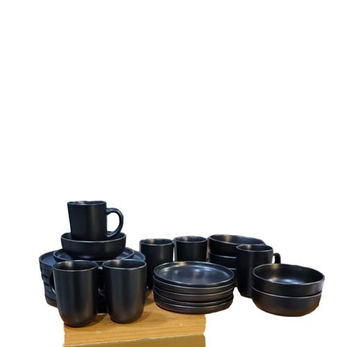 24pc Matte Black Dinner Set-Black
