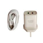 Sure 15W Fast Charger With 2 USB Ports + Micro Usb Data Cable- White
