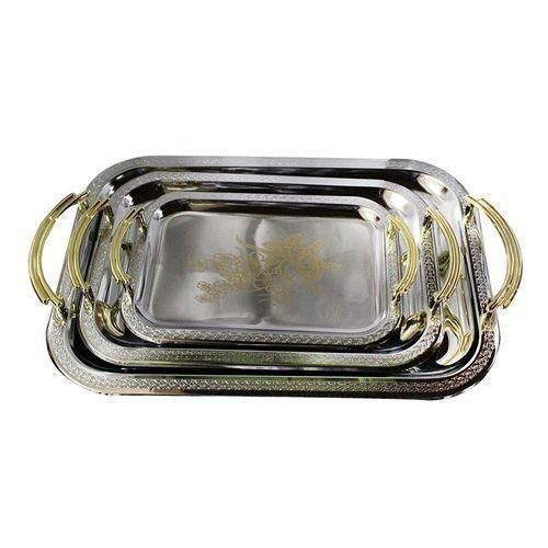 Metallic Serving Tray Set,3pcs