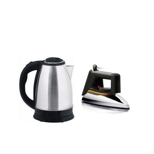 Electric Kettle With Flat Iron _ Silver