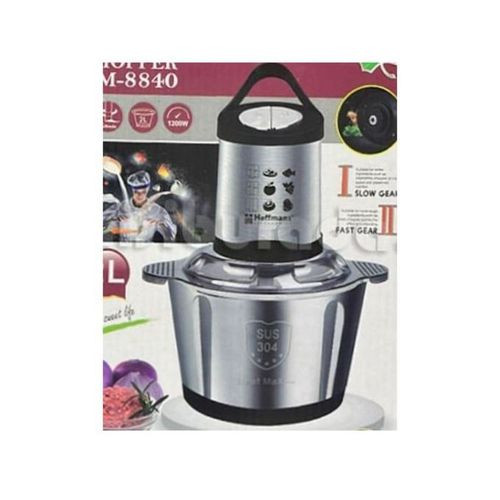 Hoffmans 3 Litre Food Processor Vegetable Chopper Meat Grinder Mincer Fruit Cutter - Silver Green/ Black
