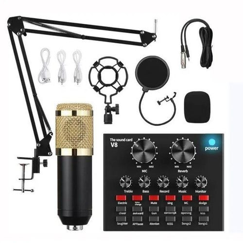 Audio Condenser Mic BM800+V8 Sound Card Set
