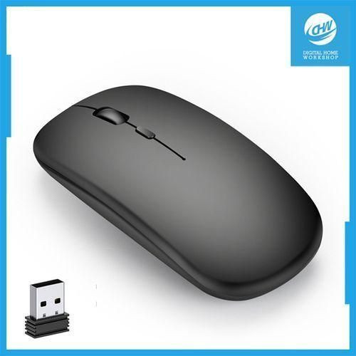 Wireless Mouse for Laptop 2.4G Slim Rechargeable Mice with USB Receiver-Black