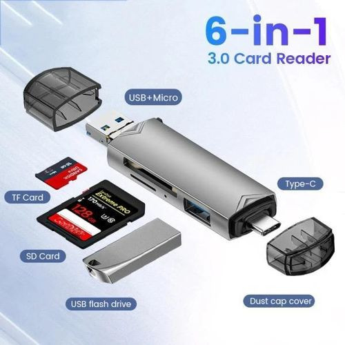 6 in 1 Card Reader USB 3.0 to Type C Micro Usb