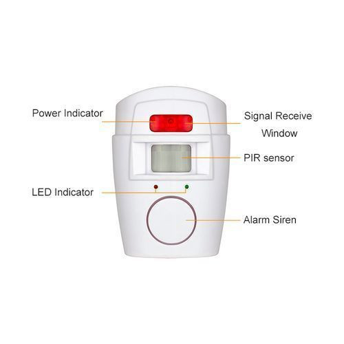 Wireless Remote Controlled Mini Alarm With IR Infrared Motion R Detector & 105dB Loud For Home Security Anti-Theft - White.