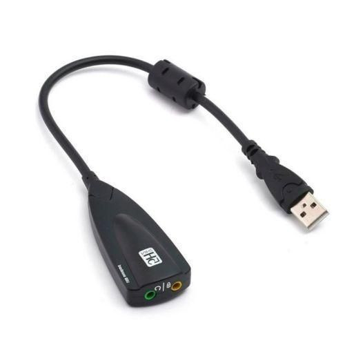 External USB Sound Card 7.1 Adapter 5HV2 USB to 3D CH Sound Antimagnetic Audio Headset - Black