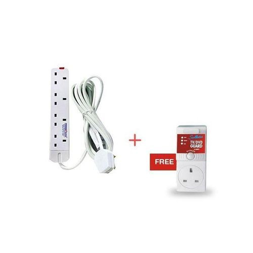 Sollatek Pack Of TV/DVD Guard-13Amps+ 4 Way Extension Cable- White