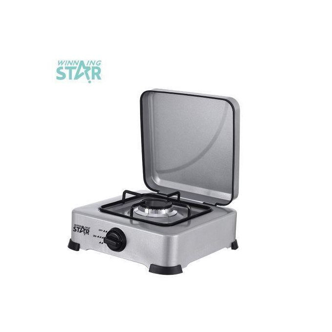 Winningstar Metallic Gas Stove Top With 1 Burner And Automatic Ignition-Silver/Black/Grey