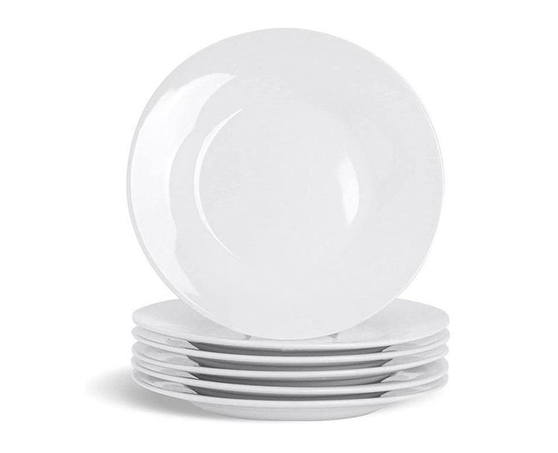 Ceramic 6 Pieces Plates With Curve - White