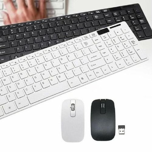 Ultra-Thin Wireless Keyboard & Mouse Set for PC and Laptop combo - White