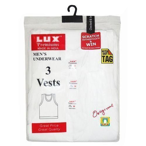 Genetic Lux 3 Pack Men's Lux Cotton Vests - White