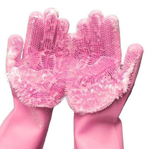 1Pair Dishwashing Cleaning Gloves Magic Silicone Rubber Dish Washing Glove for Household Scrubber Kitchen Clean Tool Scrub