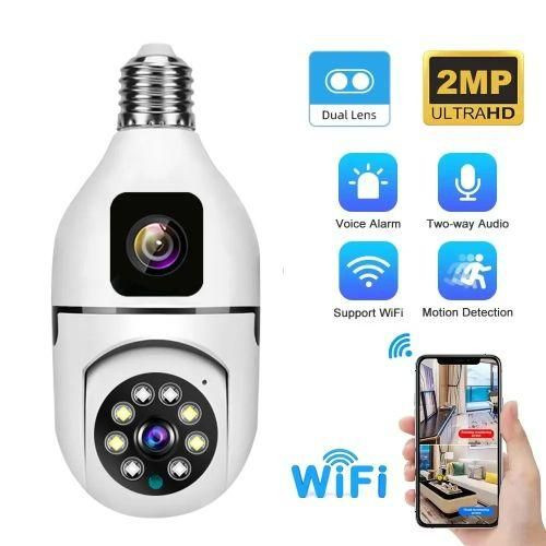 TT 2MP+2MP Bulb Wireless WIFI Indoor Camera, Dual Lens