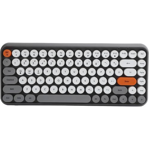 Keyboard, Ergonomic Bluetooth Keyboard, Portable Computer Keyboard, 84 Keys Retro Round Keycap Gaming Keyboard, Mini Keyboard with Multicolor Keys for Gaming Office - Gray