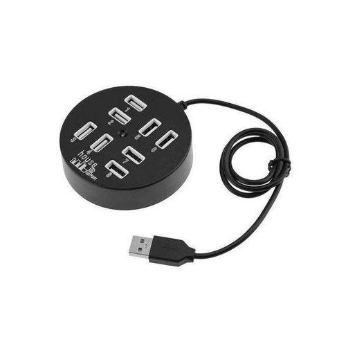 High Speed 8 Ports USB 2.0 Portable Round USB Hub, Length: 60cm Round - Black