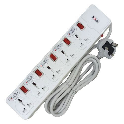 Borl 5 Way Power Extension ,3M Cable - White