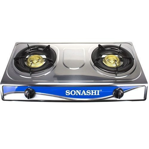 Sonashi Two Gas Burner Stove, Silver