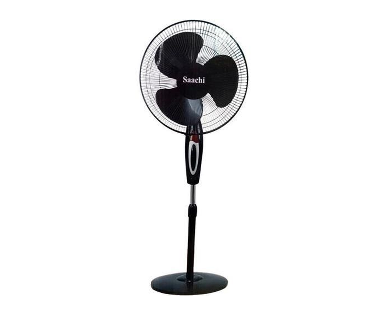 Saachi 16 Inch Stand Fan With Adjustable Height Plastic Blades And A Powerful Motor-Black