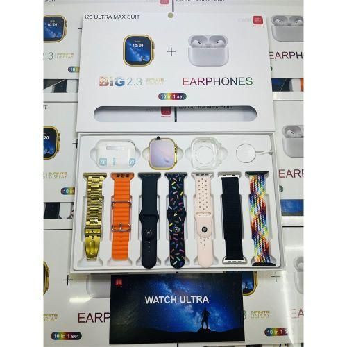 Fh I20 Ultra Max Smartwatch With Airpods Pro And 7 Straps (10 In 1) Smart Watch Guard - Multi-colour