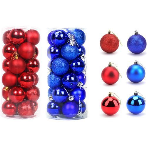 2021 Christmas balls 24pcs - Red and Blue