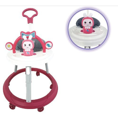 Mom Easy Unique Baby Walker With Melodies ,Toys And Push Handle - Pink