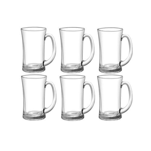 6 Clear Heavy Drinking Glasses For Beer And Juice-Transparent