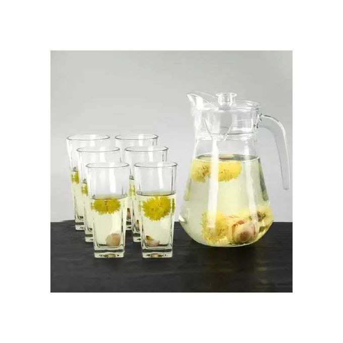 Elegant Jug With Unique Design Plus 6 Adorable Glasses